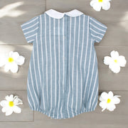 Rapife Water Blue & White Stripe Romper rear