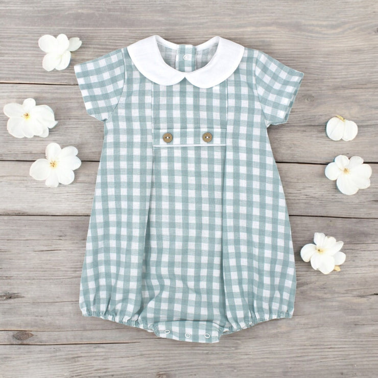 Rapife Sage Green & White Spanish Romper front