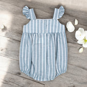 Rapife Water Blue & White Stripe Romper rear