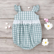 Rapife Sage Green & White Gingham Romper Front