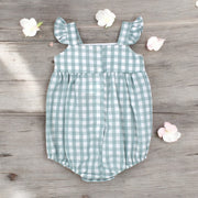 Rapife Sage Green & White Gingham Romper Rear