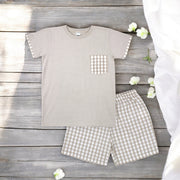 Rapife Camel T-Shirt & Camel Gingham Shorts Set