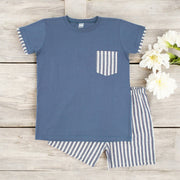 Rapife Navy & Cream Stripe T-Shirt & Shorts Set