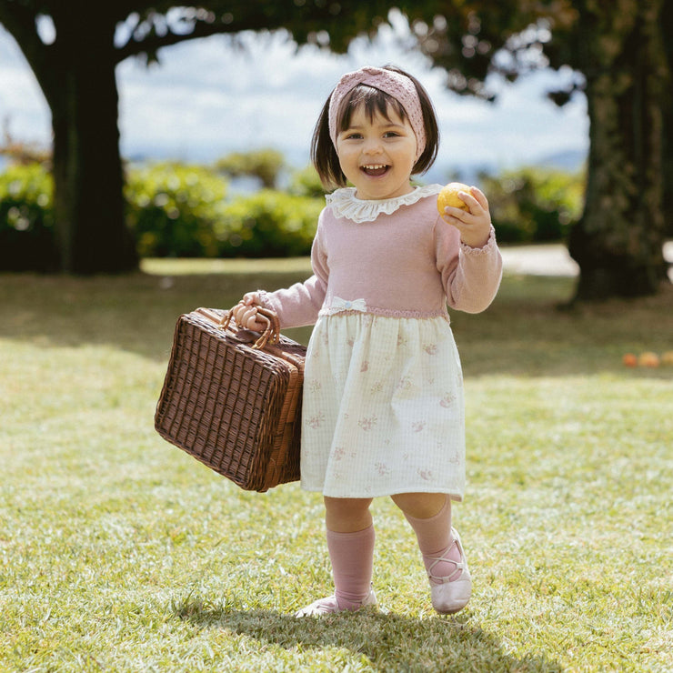 Dusky Pink Half Knit Dress