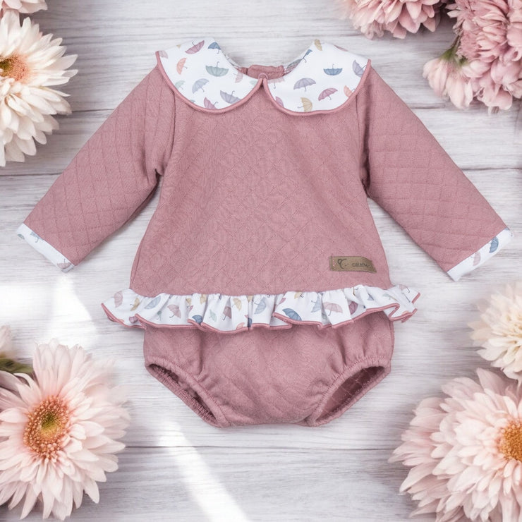 Dusky Pink Long Sleeve Top & Bloomers