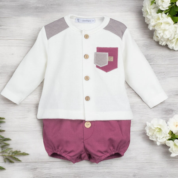 Cream top & Burgundy Jam Pants