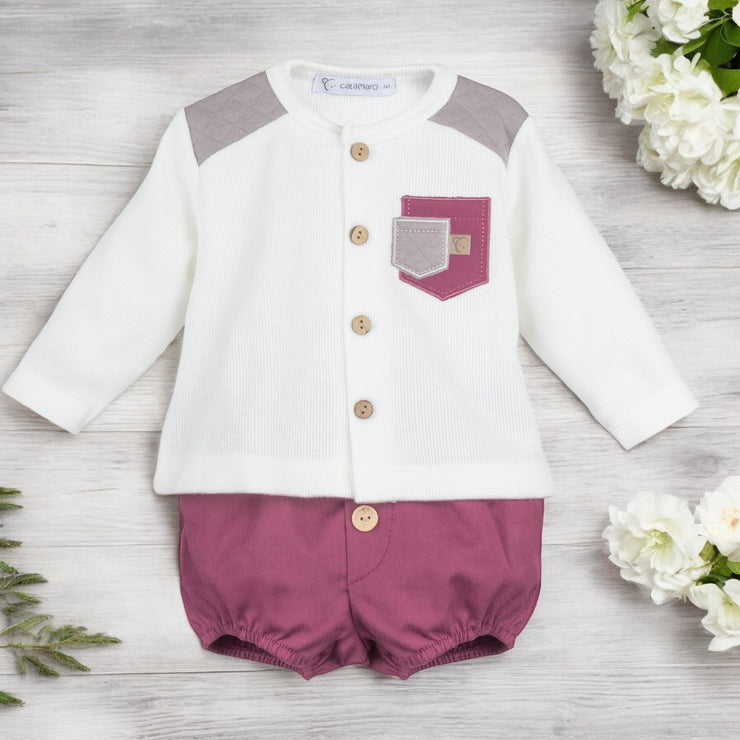 Cream top & Burgundy Jam Pants