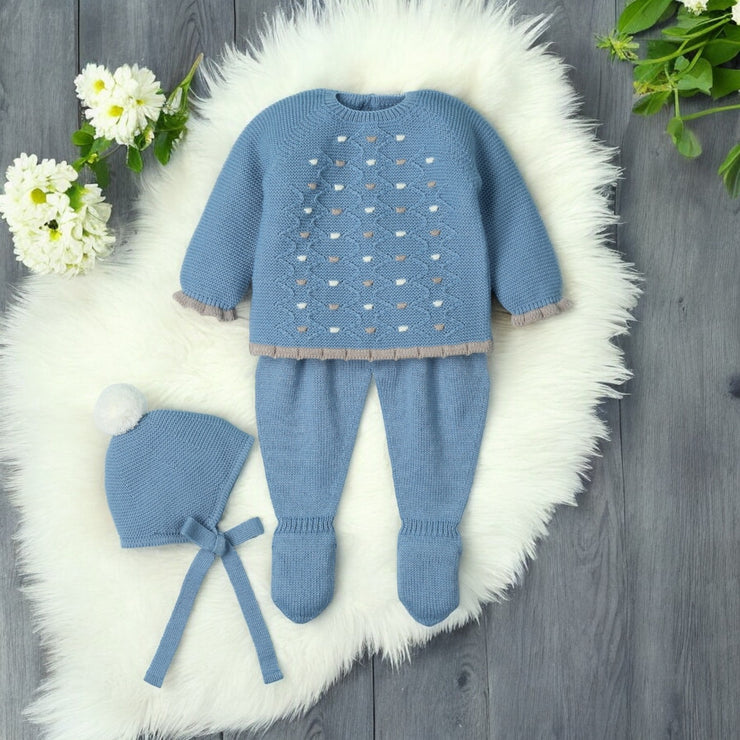 Cool Blue Knitted Three Piece Set