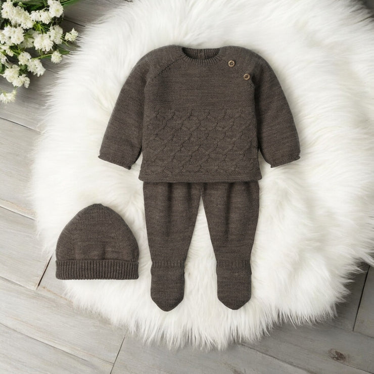 Mocha Knitted Three Piece Set