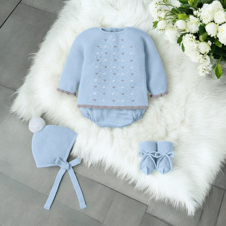 Cloud Blue Knitted Jam Pants Set