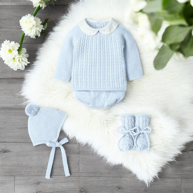 Sky Blue Knitted Jam Pants Set