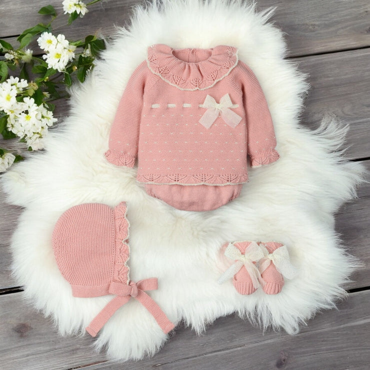 Dusky Pink Knitted Jam Pants set