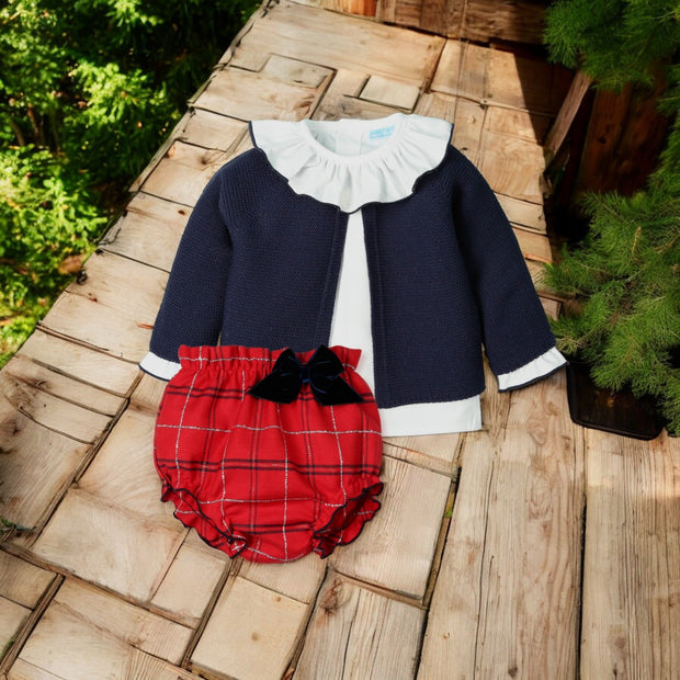 Navy Cardigan & Bloomers Set