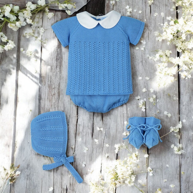 Mac Ilusion French Blue Knitted Jam Pants Set