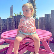 Red & Pink Floral Blouse & Bloomers