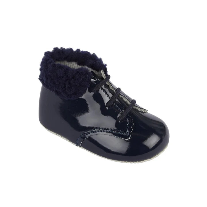 Navy Pre Walker Faux Fur Boots