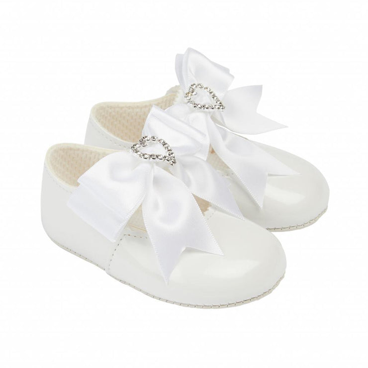 Baypods White Heart Patent Ribbon Pre Walker Mary Jane Baypods