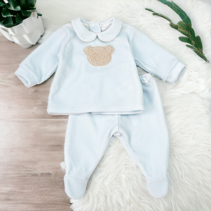 Blue Velour Teddy Top & Bottoms