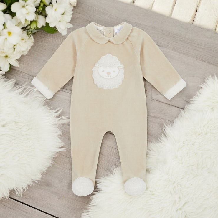 Beige Velour Sheep Sleepsuit