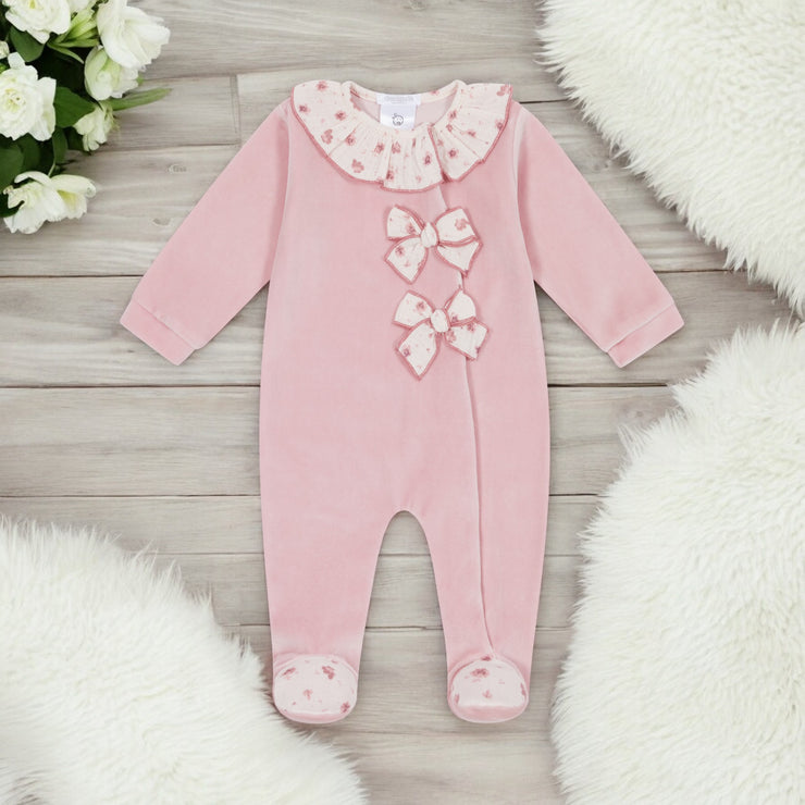 Dusky Pink Velour Sleepsuit