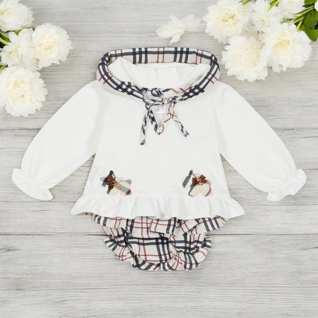 Ivory Hooded Top & Ruffle Bloomers