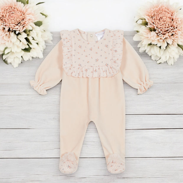 Peach Velour Sleepsuit