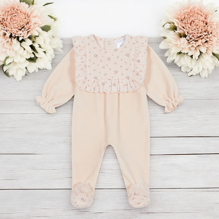 Peach Velour Sleepsuit