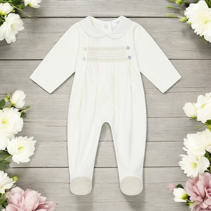 Deolinda White & Beige Sleepsuit