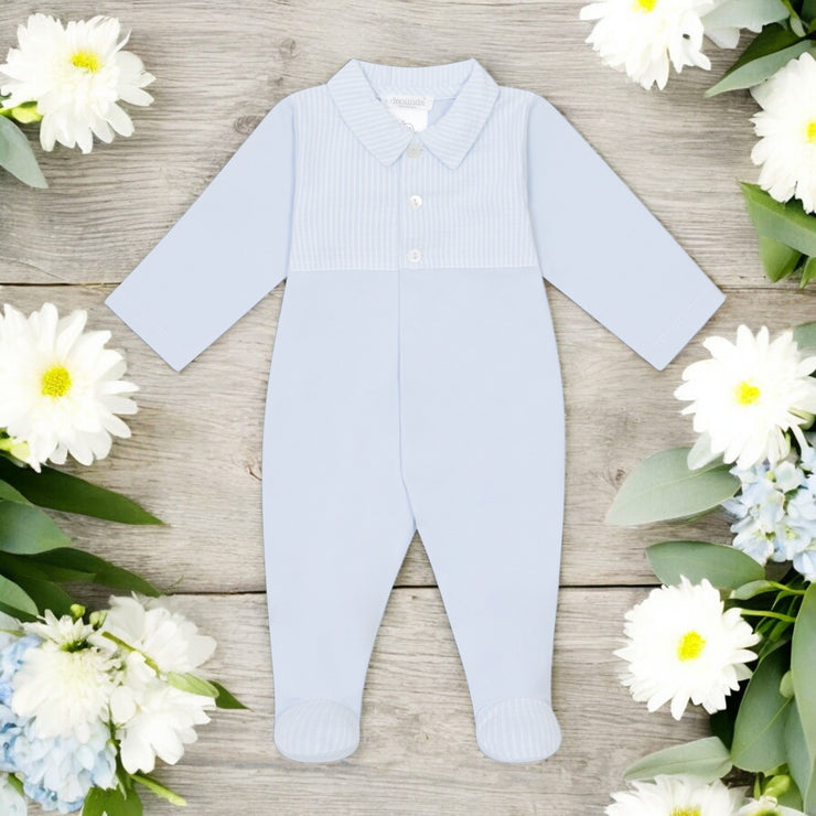 Blue & White Stripe Sleepsuit