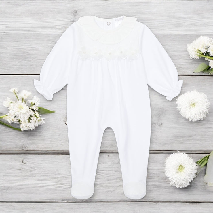 White Sicilia Flower Sleepsuit