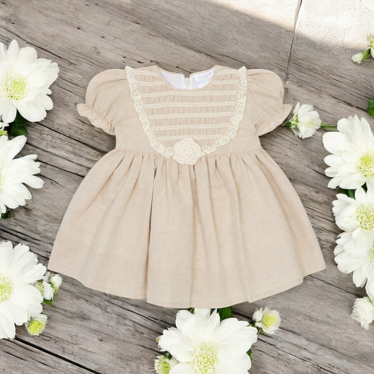 Beige Smocked Dress