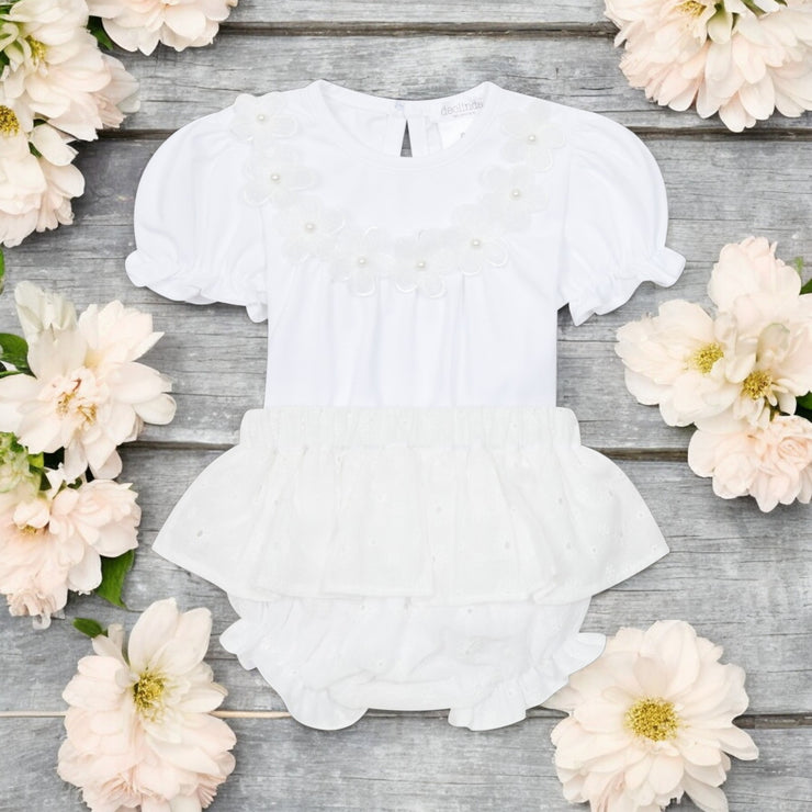 White Top & Ruffle Bloomers