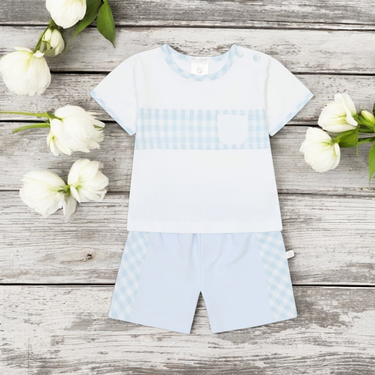 Blue & White Gingham T & Shorts