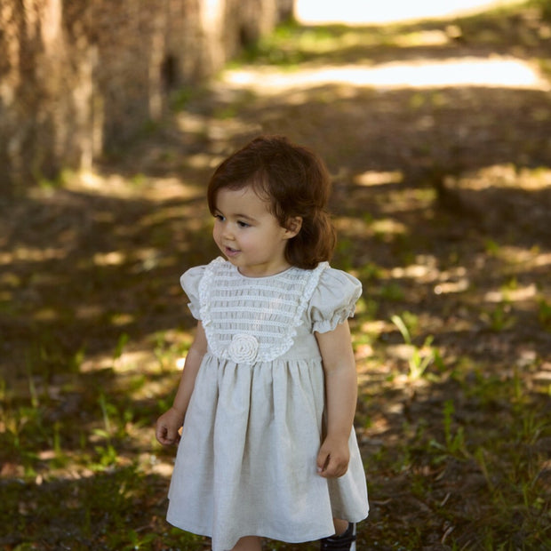 Beige Smocked Dress