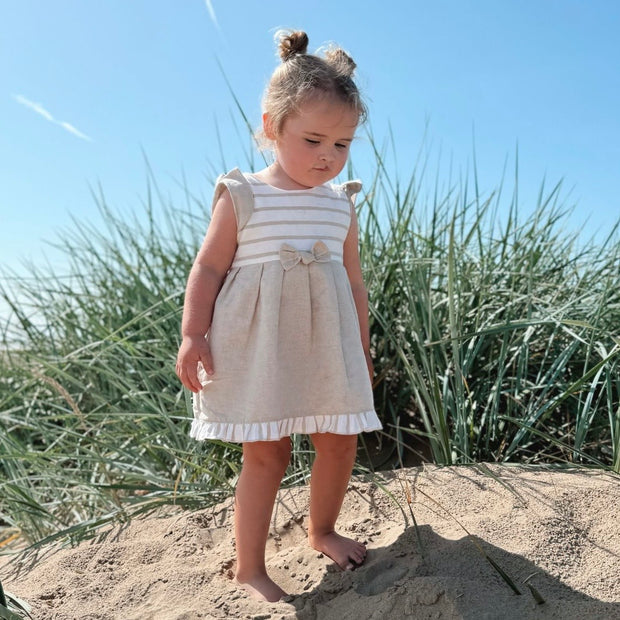 Beige & Cream Stripe Dress