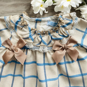 Beige & Sea Blue Dress & Bloomers