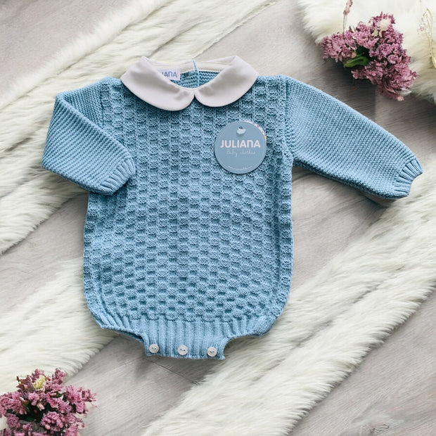 Duck Egg Blue Knitted Romper