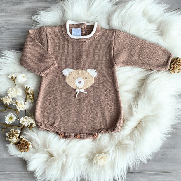 Caramel Bear Knitted Romper