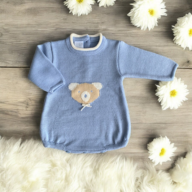 Blue Bear Knitted Romper