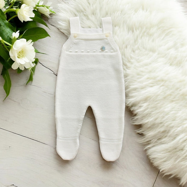 Cream Knit Dungaree With Feet