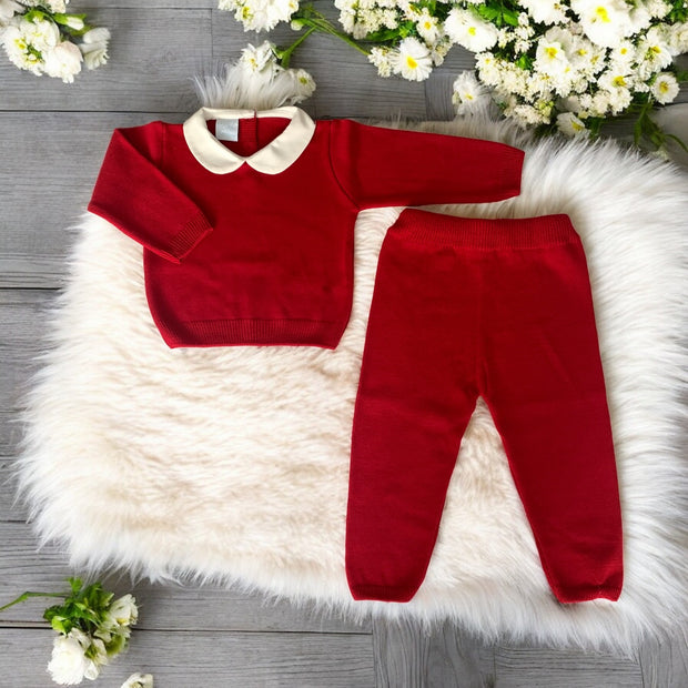 Cherry Red Peter Pan Knitted Tracksuit