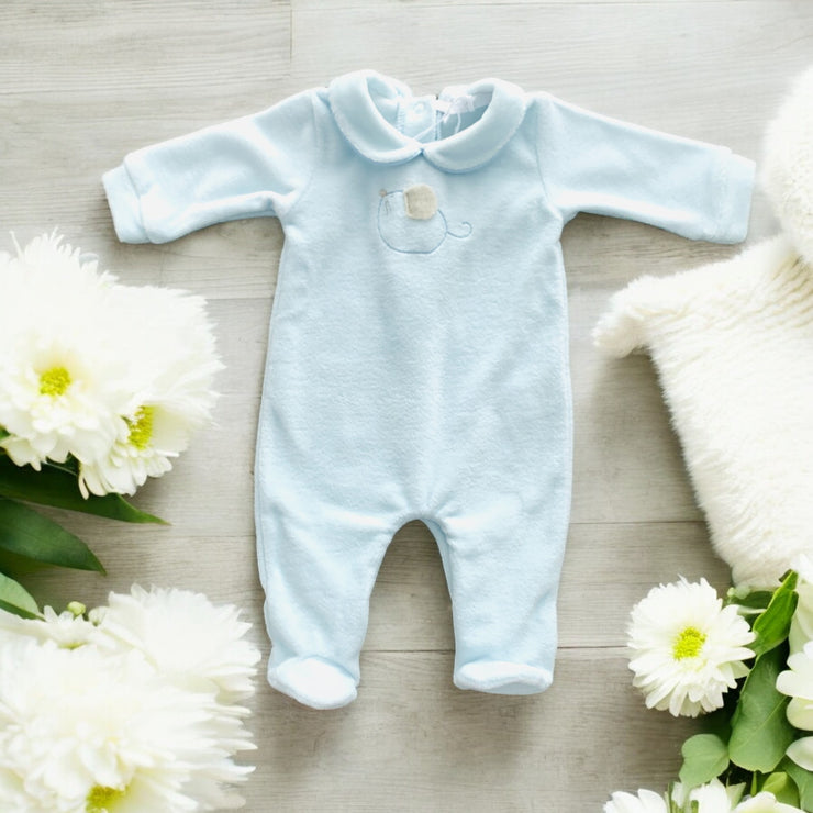 Blue Velour Mouse Sleepsuit