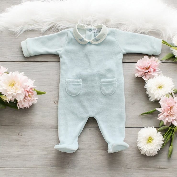 Blue & White Stripe Sleepsuit