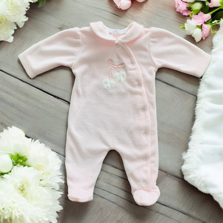 Pink Velour Sleepsuit