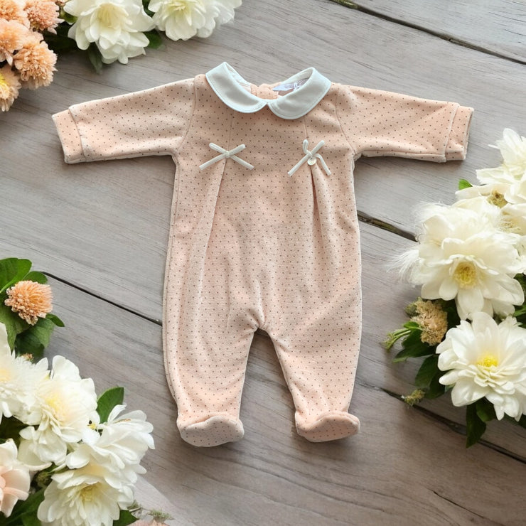 Dusky Peach Velour Sleepsuit