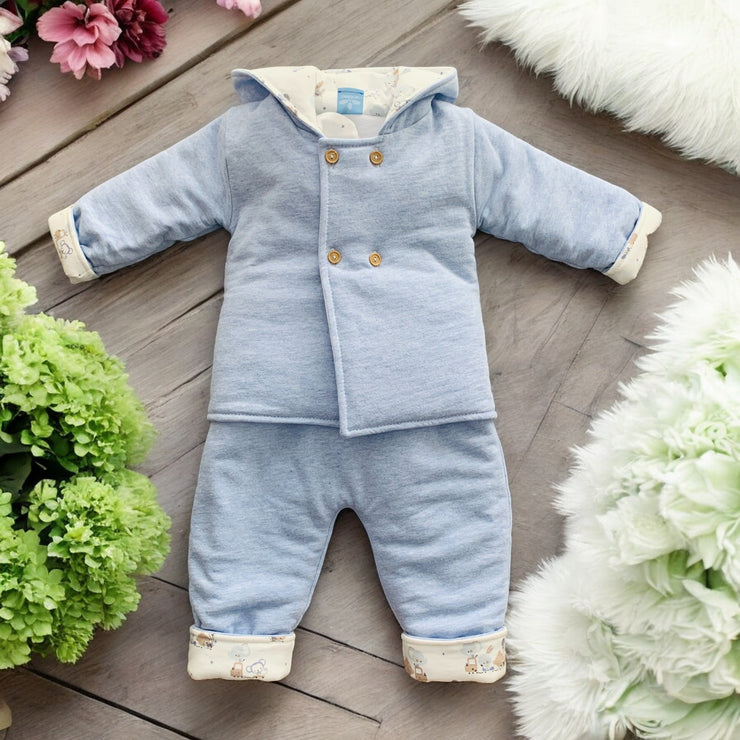 Pale Blue Coat and Dungaree Set