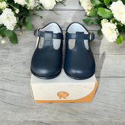 Navy Leather T-Bar Shoes