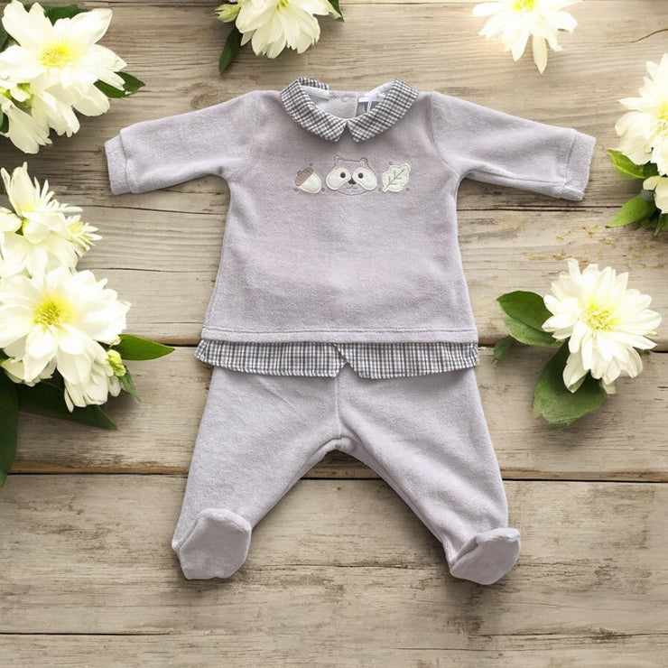 Grey Velour Chipmunk Top & Bottoms