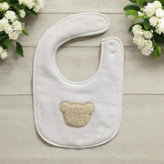 White Teddy Bear Towelling & Velour bib