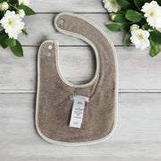 Cream Teddy Bear Towelling & Velour bib Back